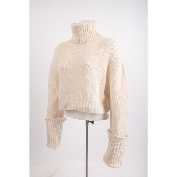 Zara Kaia Womans Cashmere Sweater Turtleneck Size M-L ecru Cropped 9598/255 NWT - Picture 4 of 6